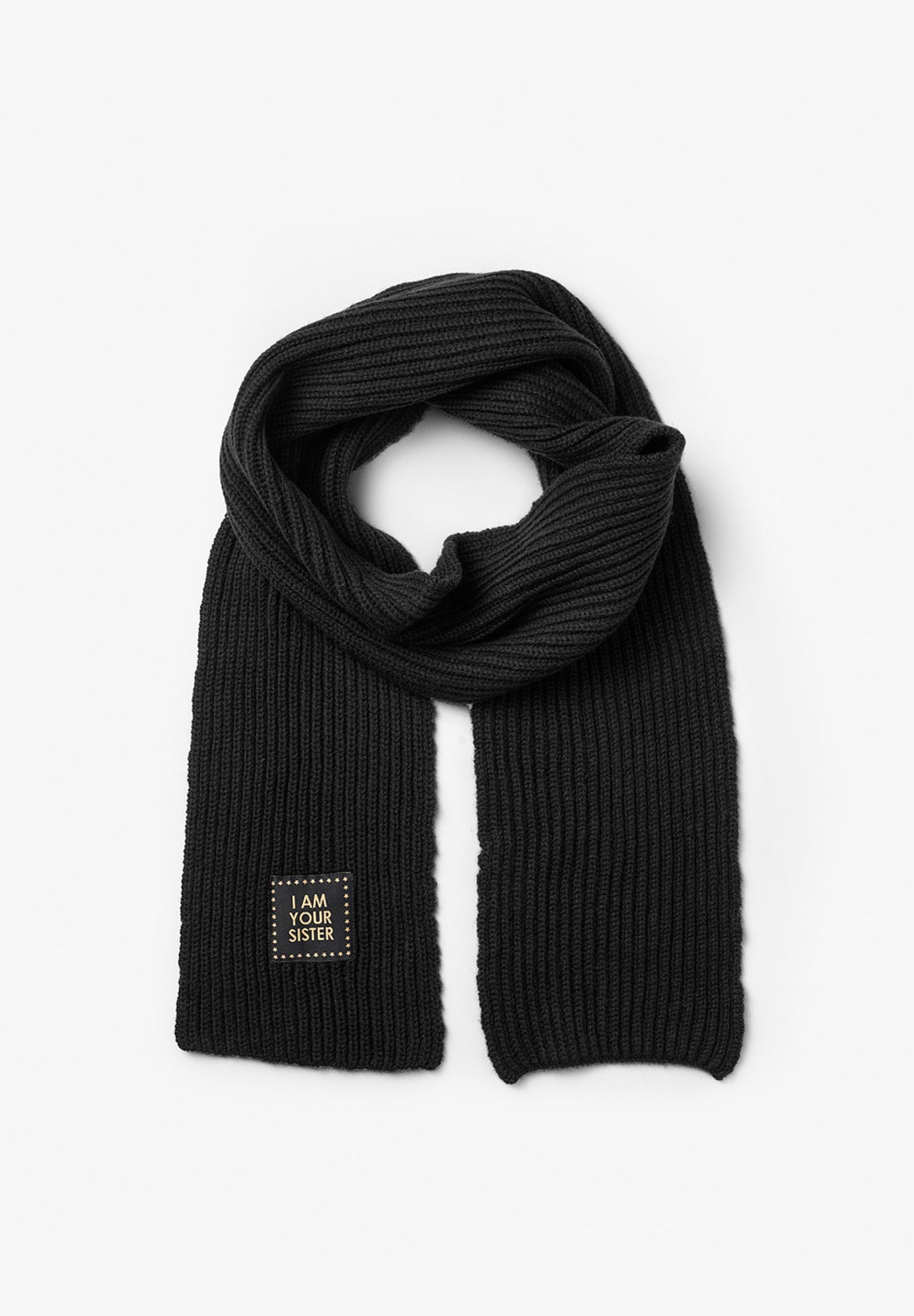 A black knitted scarf