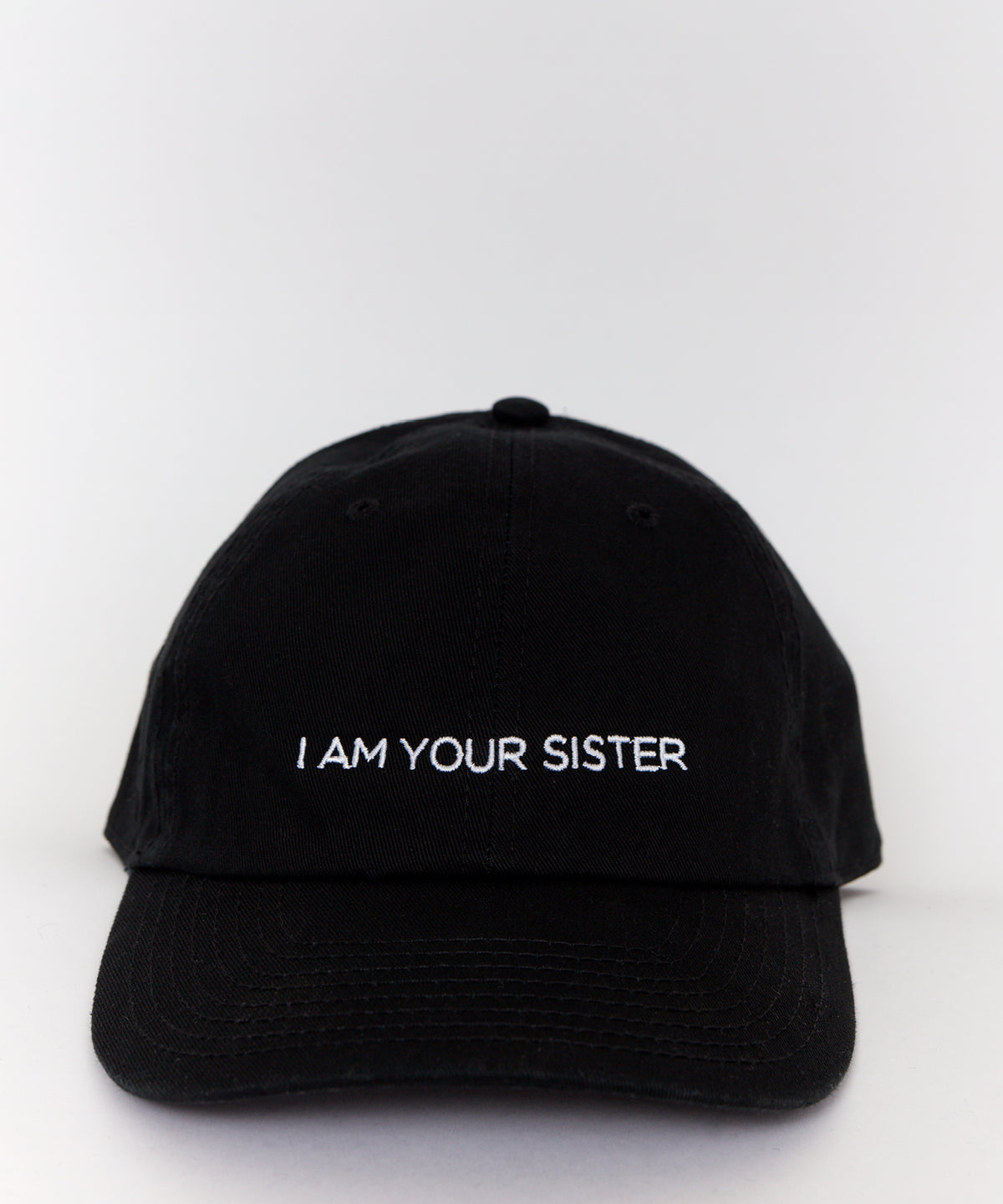 Black baseball cap with I AM YOUR SISTER embroidery 